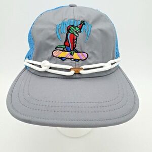 Findlay Raptor Dino Lizard Skater Gray Blue Strapback Hat